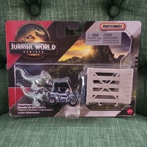 Matchbox Jurassic World Rebirth Dilophosaurus Dinosaur Vehicle Set - Green/Gray